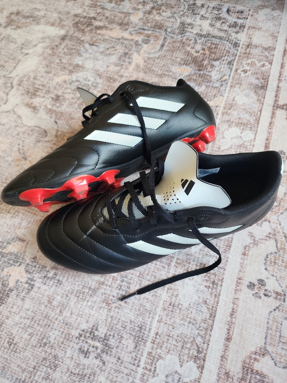 Adidas Men’s Black & White Soccer Cleats with Red Studs